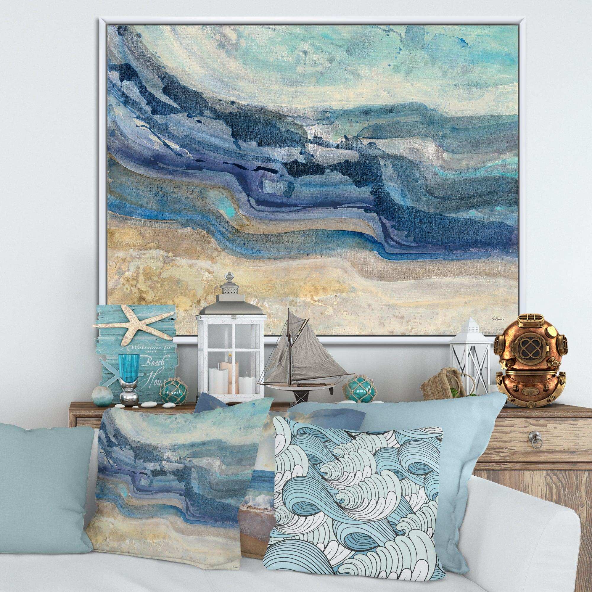 Coast Blue Sea Waves Watercolour