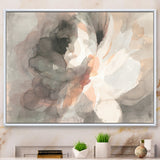 Abstract Peony Grey Framed Canvas Matte White - 1.5 Thick