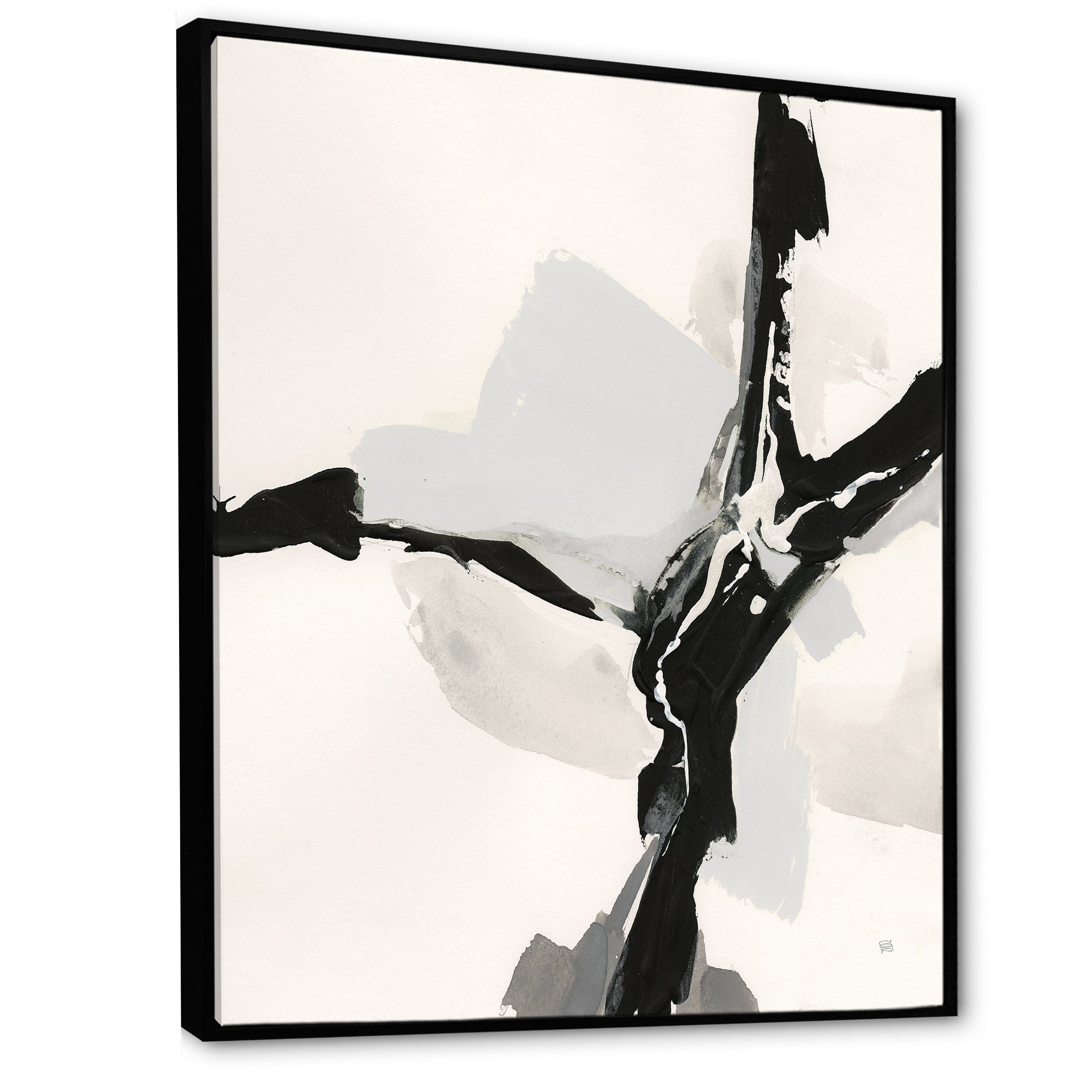 Abstract Neutral III Framed Canvas Vibrant Black - 1.5 Thick