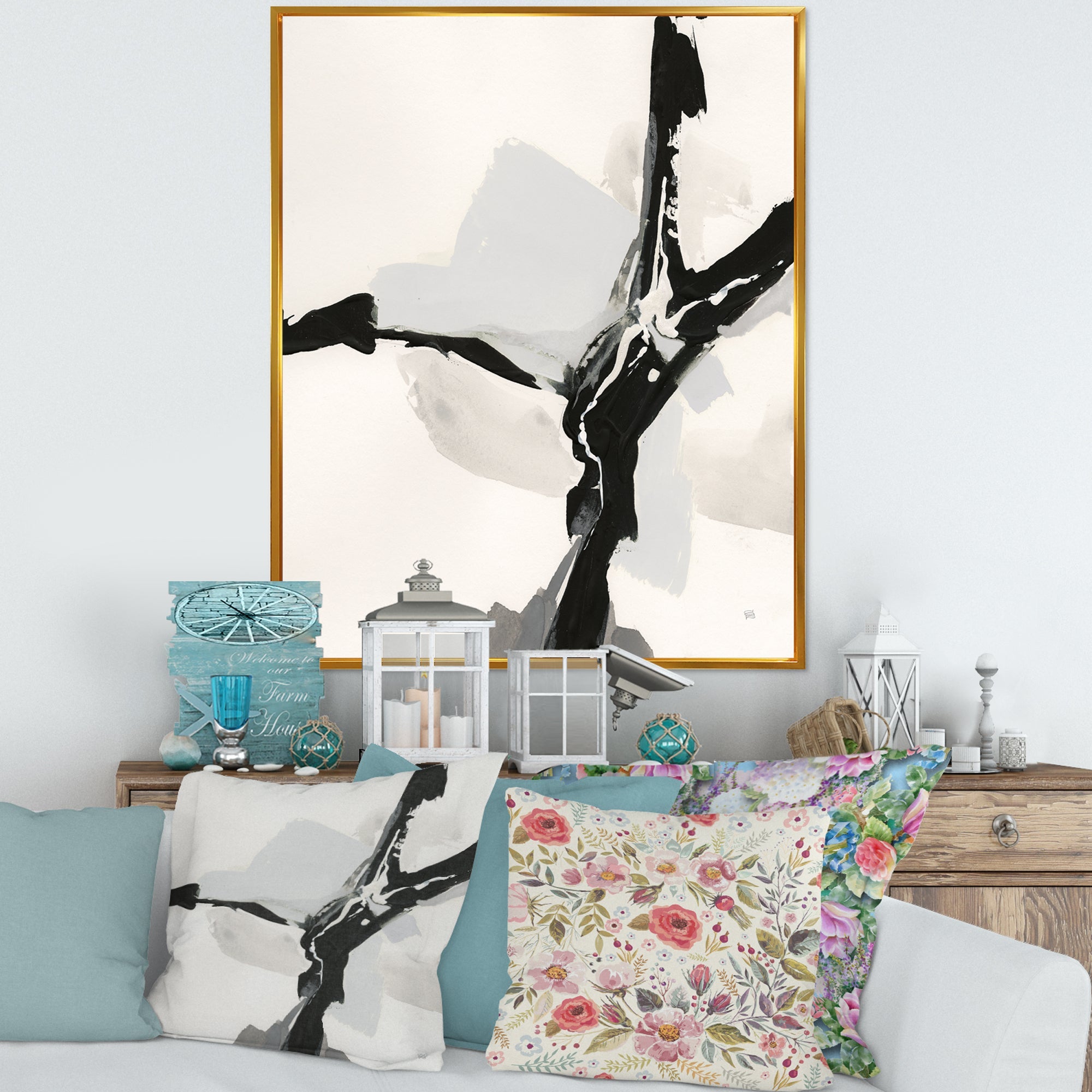 Abstract Neutral III Framed Canvas Vibrant Gold - 1.5 Thick