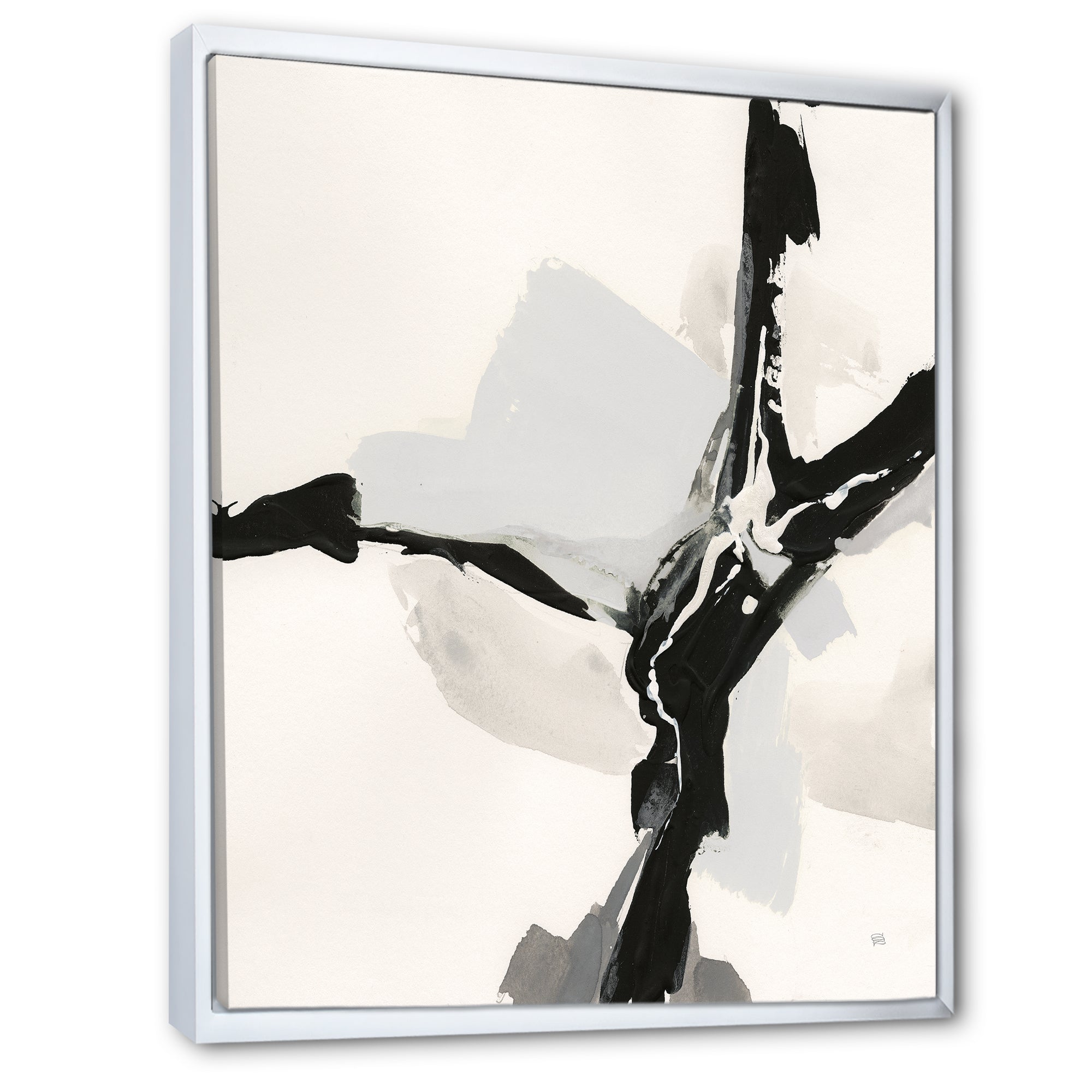 Abstract Neutral III Framed Canvas Matte White - 1.5 Thick
