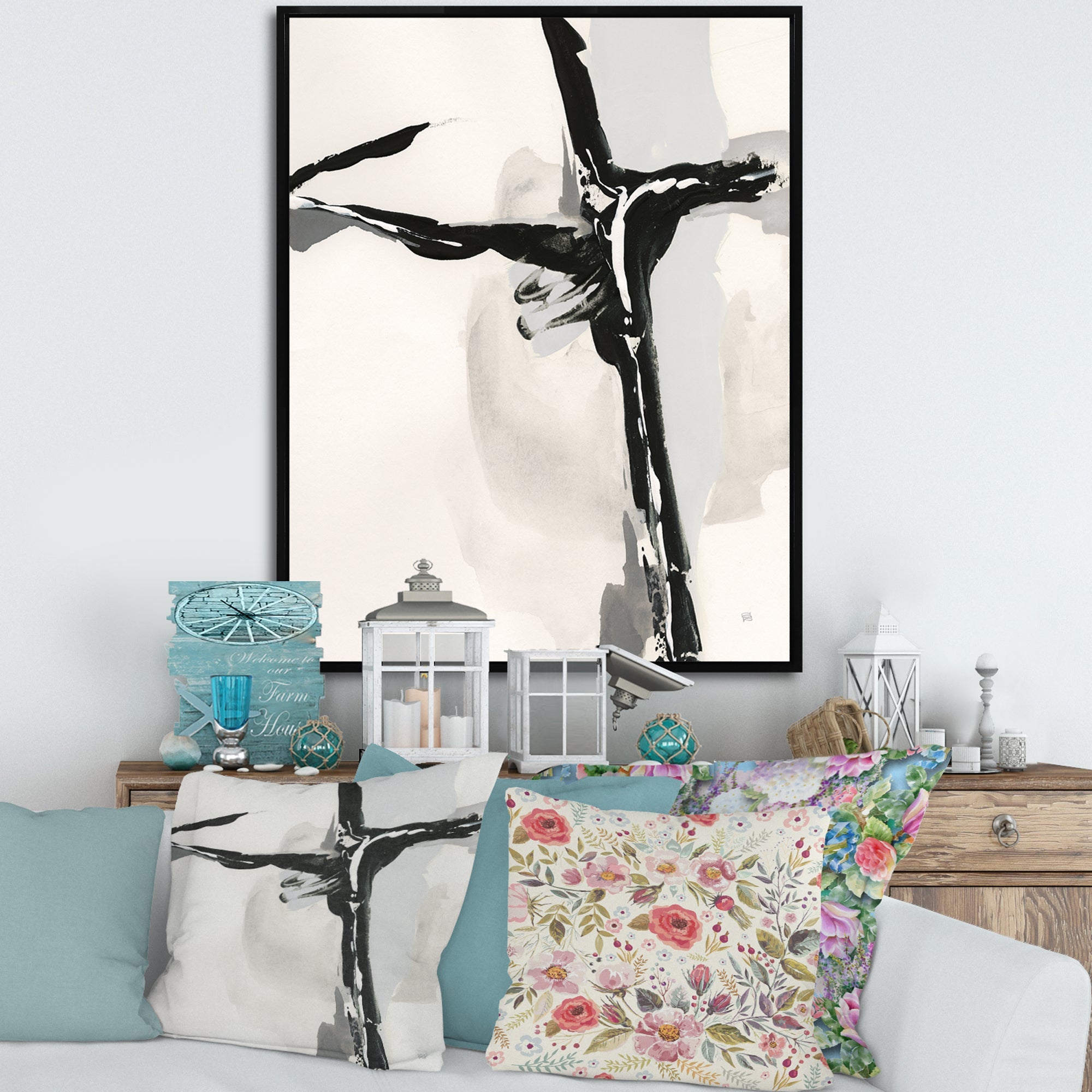 Abstract Neutral II Framed Canvas Vibrant Black - 1.5 Thick