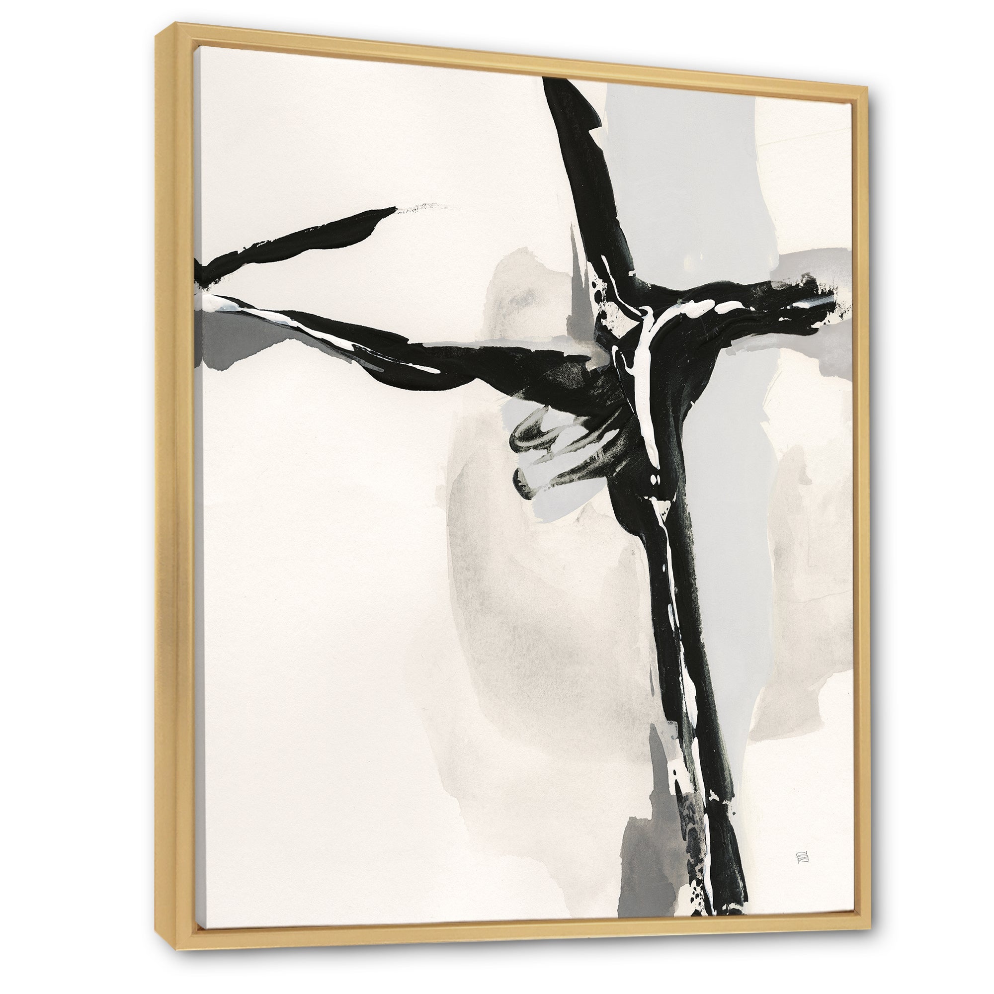 Abstract Neutral II Framed Canvas Matte White - 1.5 Thick