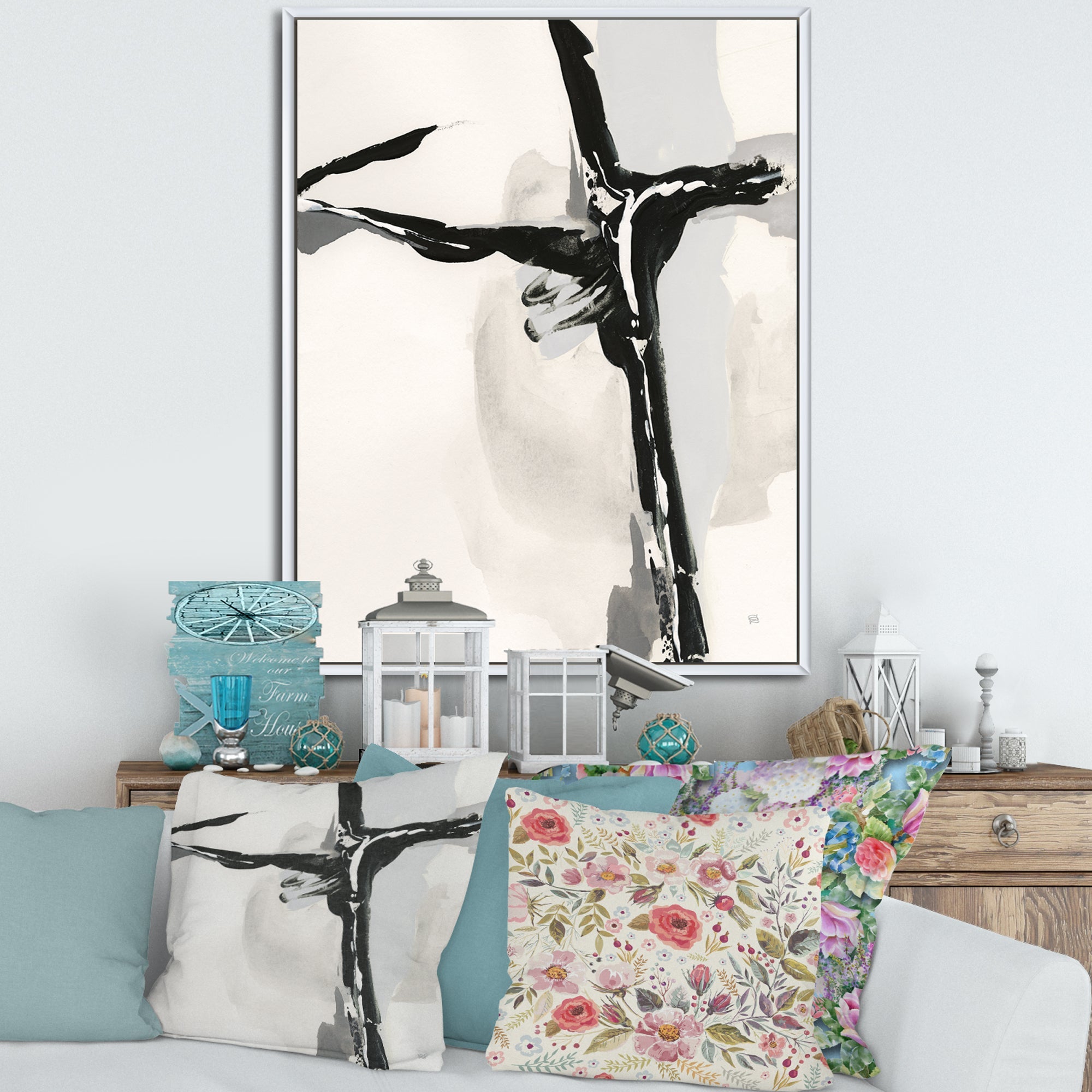 Abstract Neutral II Framed Canvas Matte White - 1.5 Thick