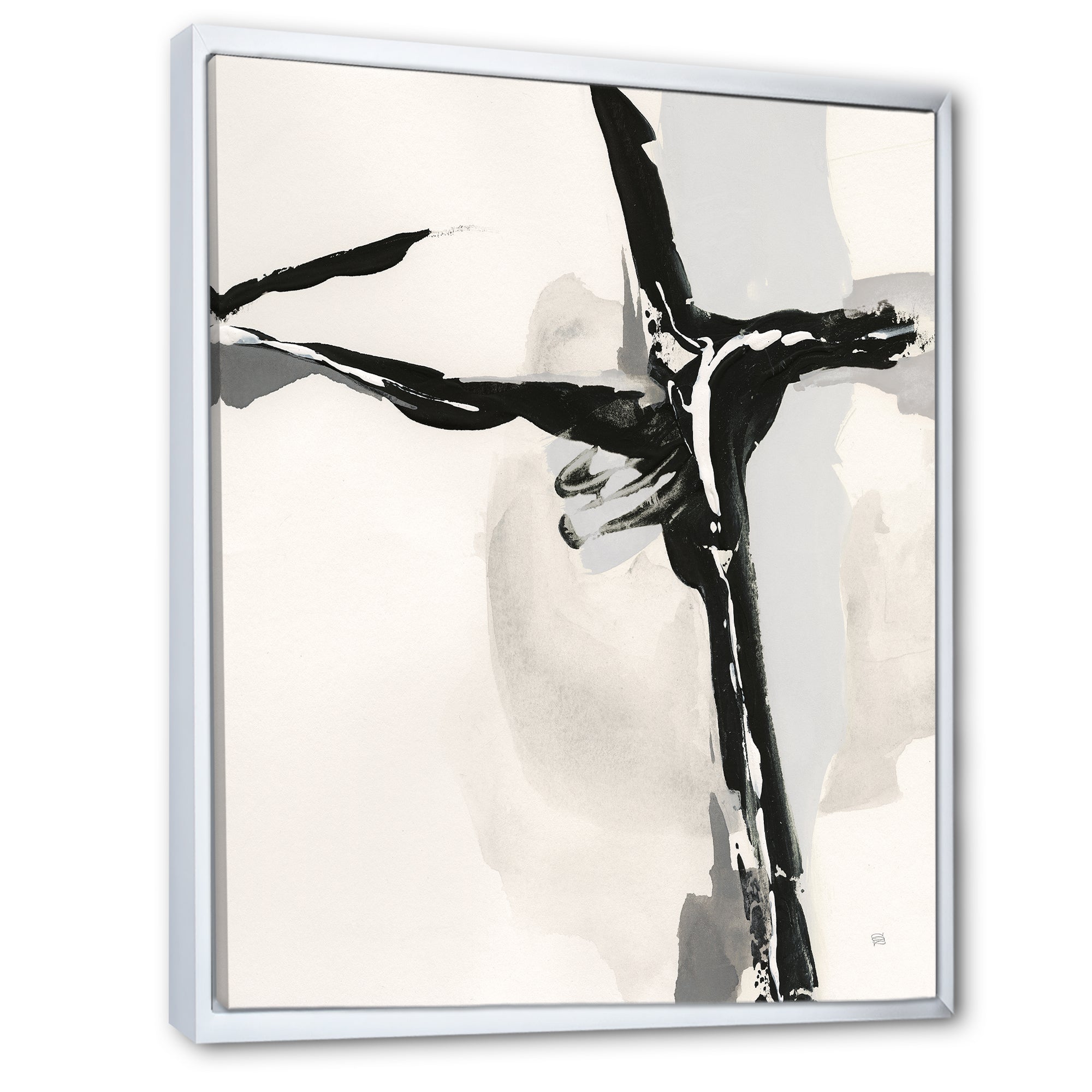 Abstract Neutral II Framed Canvas Matte White - 1.5 Thick