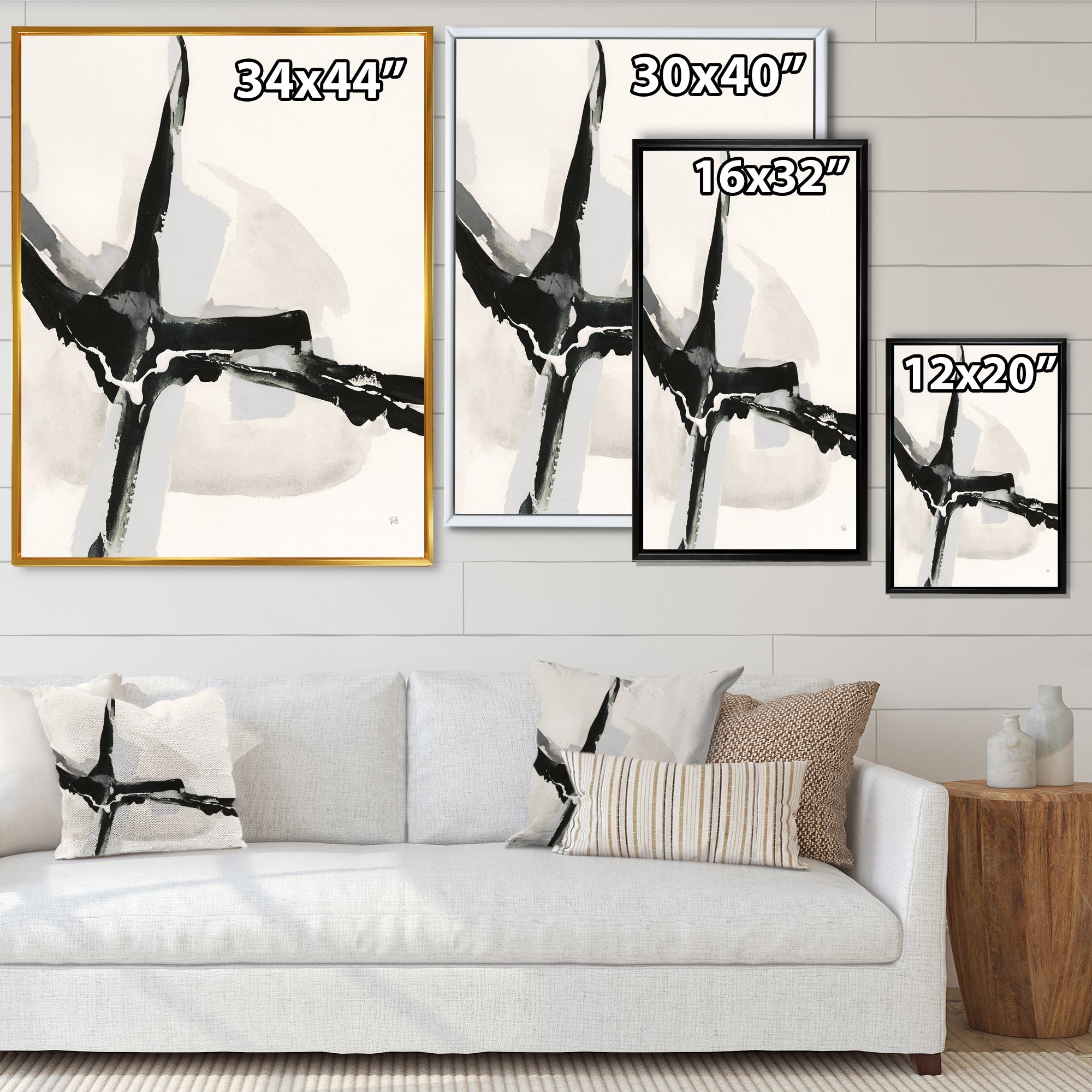 Abstract Neutral I Framed Print Matte White - 1.5 Width