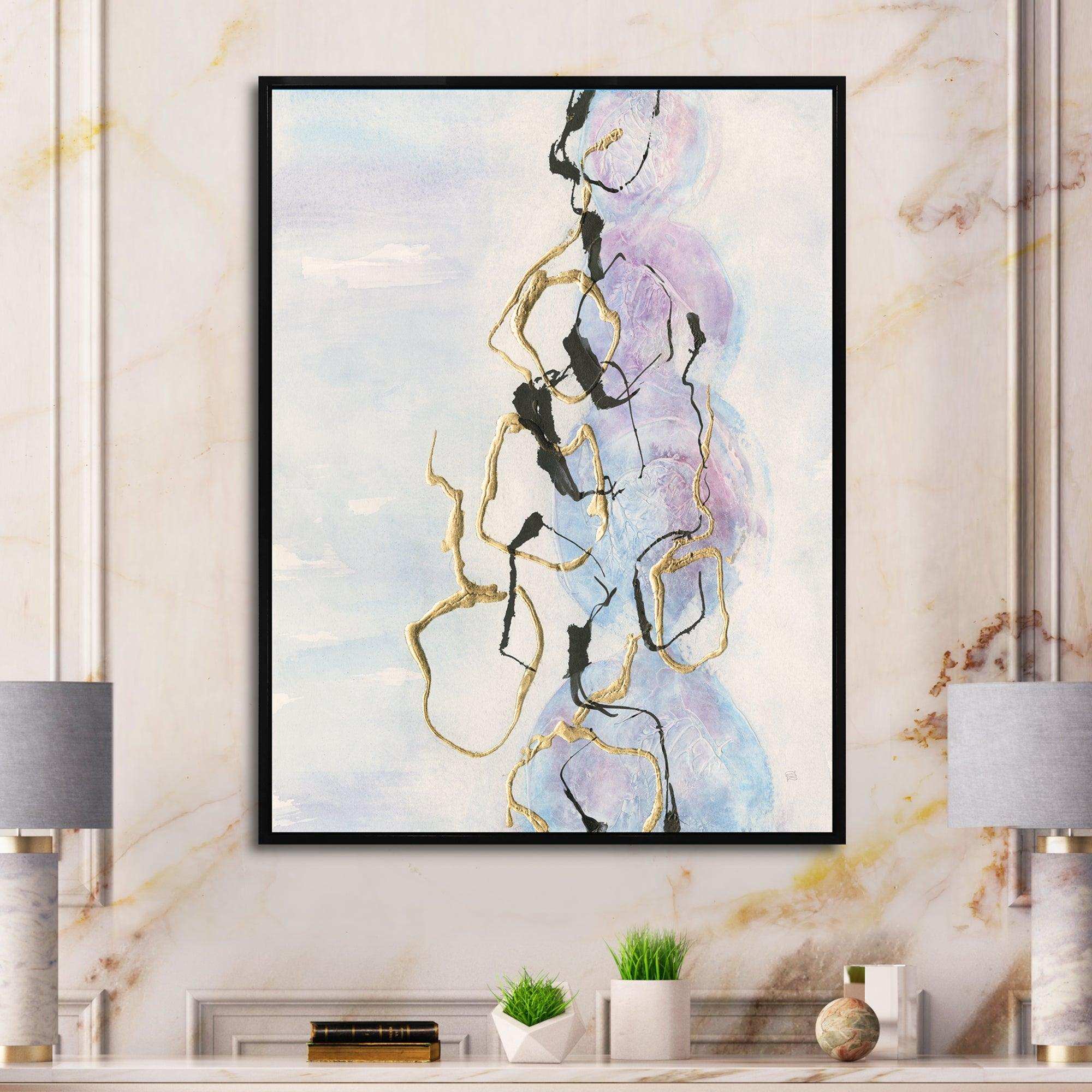 Gold Lines on Pastel I