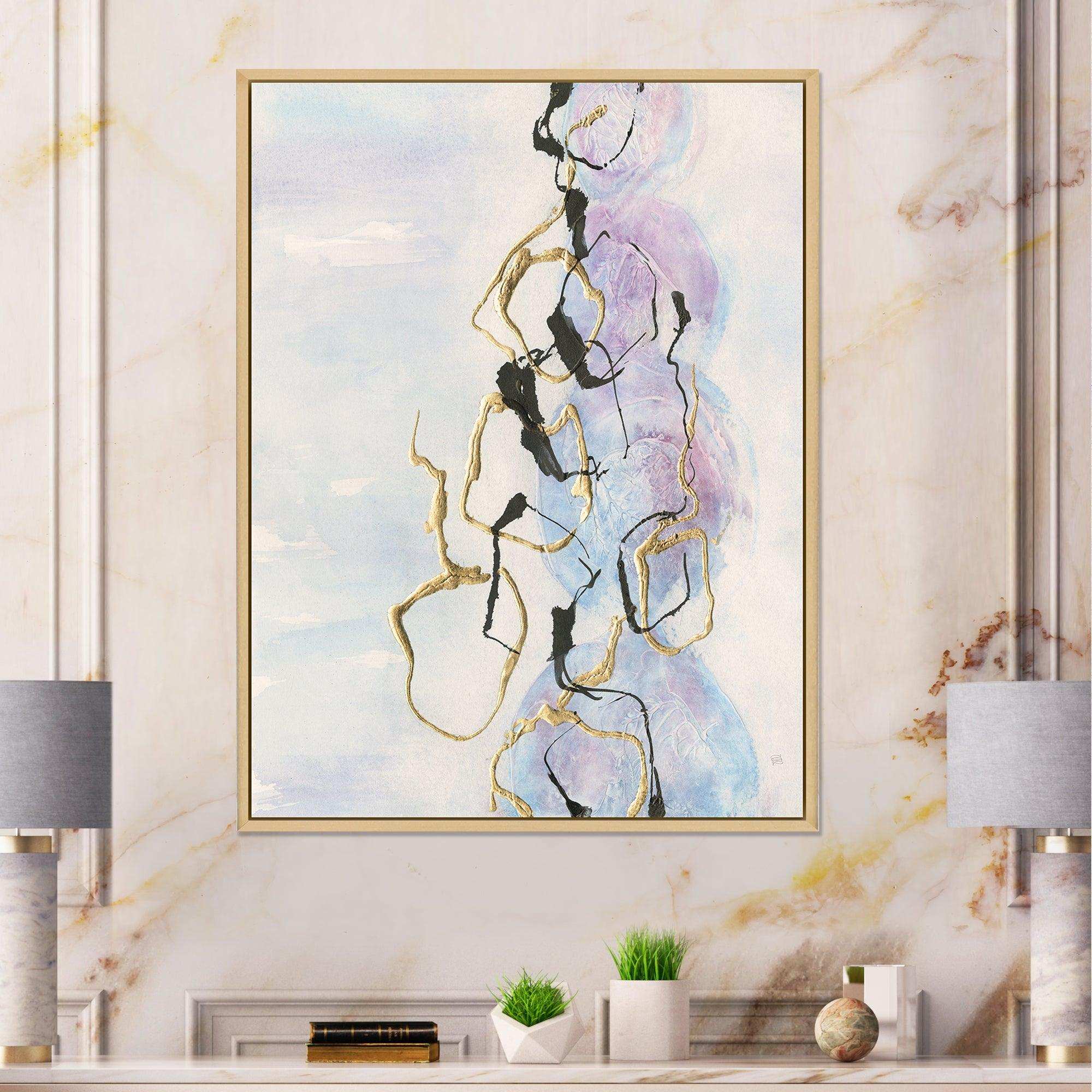 Gold Lines on Pastel I