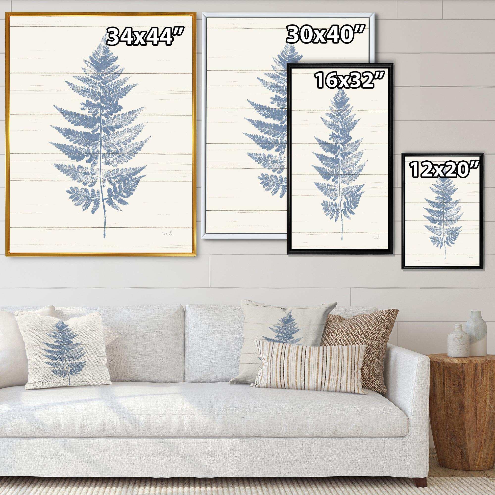 Blue Fern Print on wood I