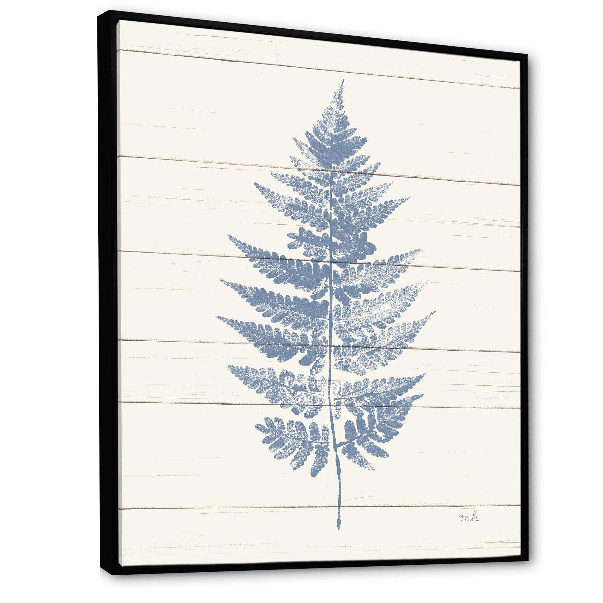 Blue Fern Print on wood I