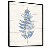 Blue Fern Print on wood I