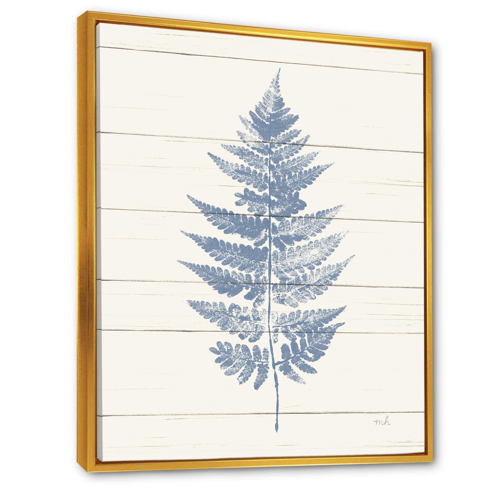 Blue Fern Print on wood I