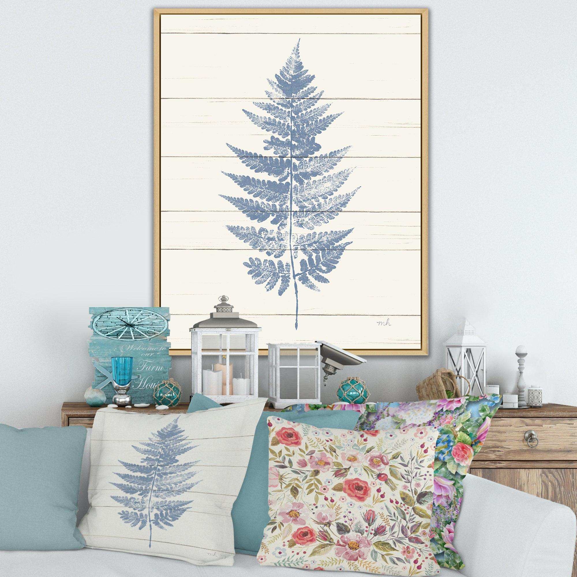 Blue Fern Print on wood I
