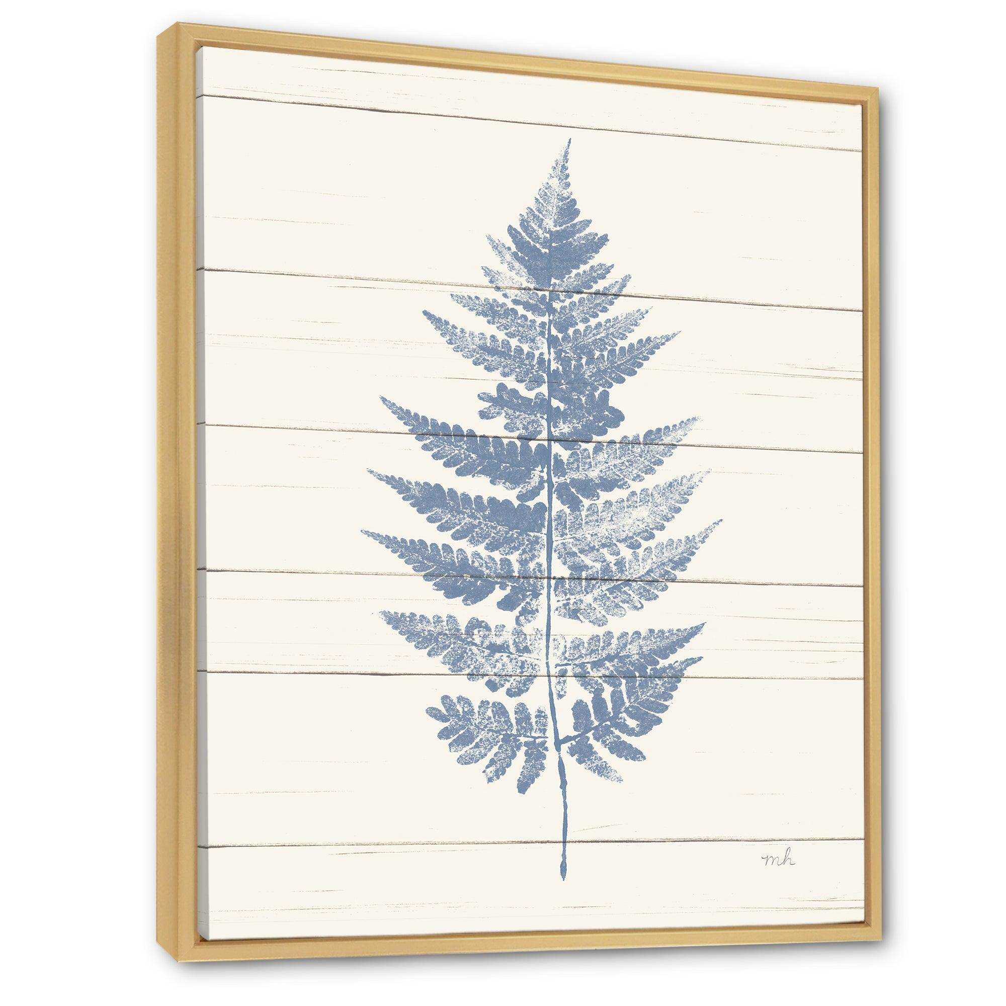 Blue Fern Print on wood I