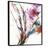 Abstract Purple and Blue Flowers Framed Canvas Vibrant Black - 1.5 Thick