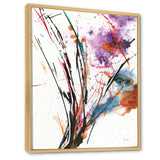 Abstract Purple and Blue Flowers Framed Canvas Matte White - 1.5 Thick