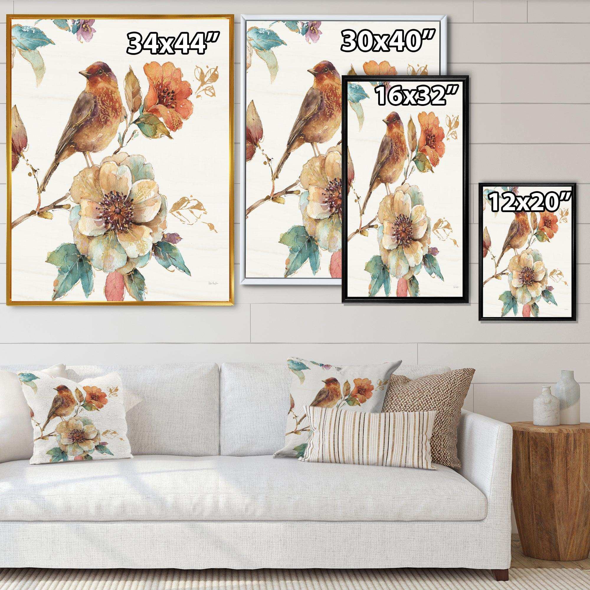 Farmhouse Bird on Flower Branch