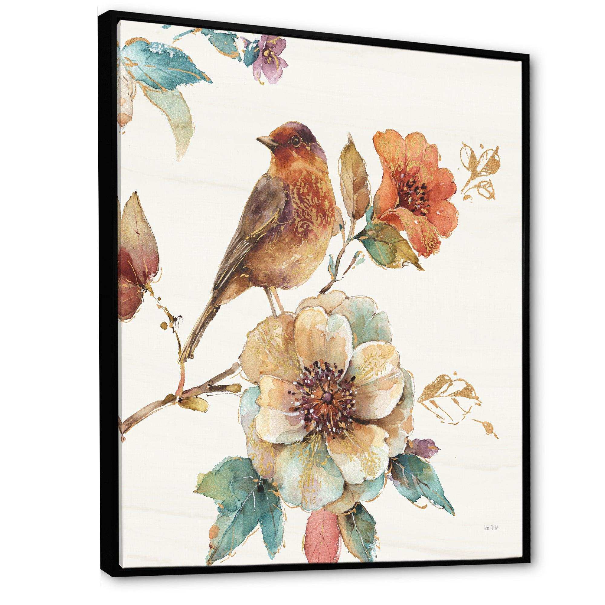 Farmhouse Bird on Flower Branch