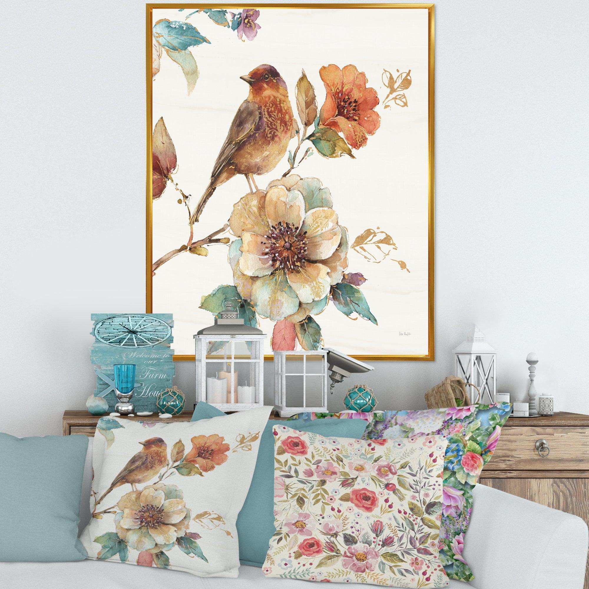 Farmhouse Bird on Flower Branch