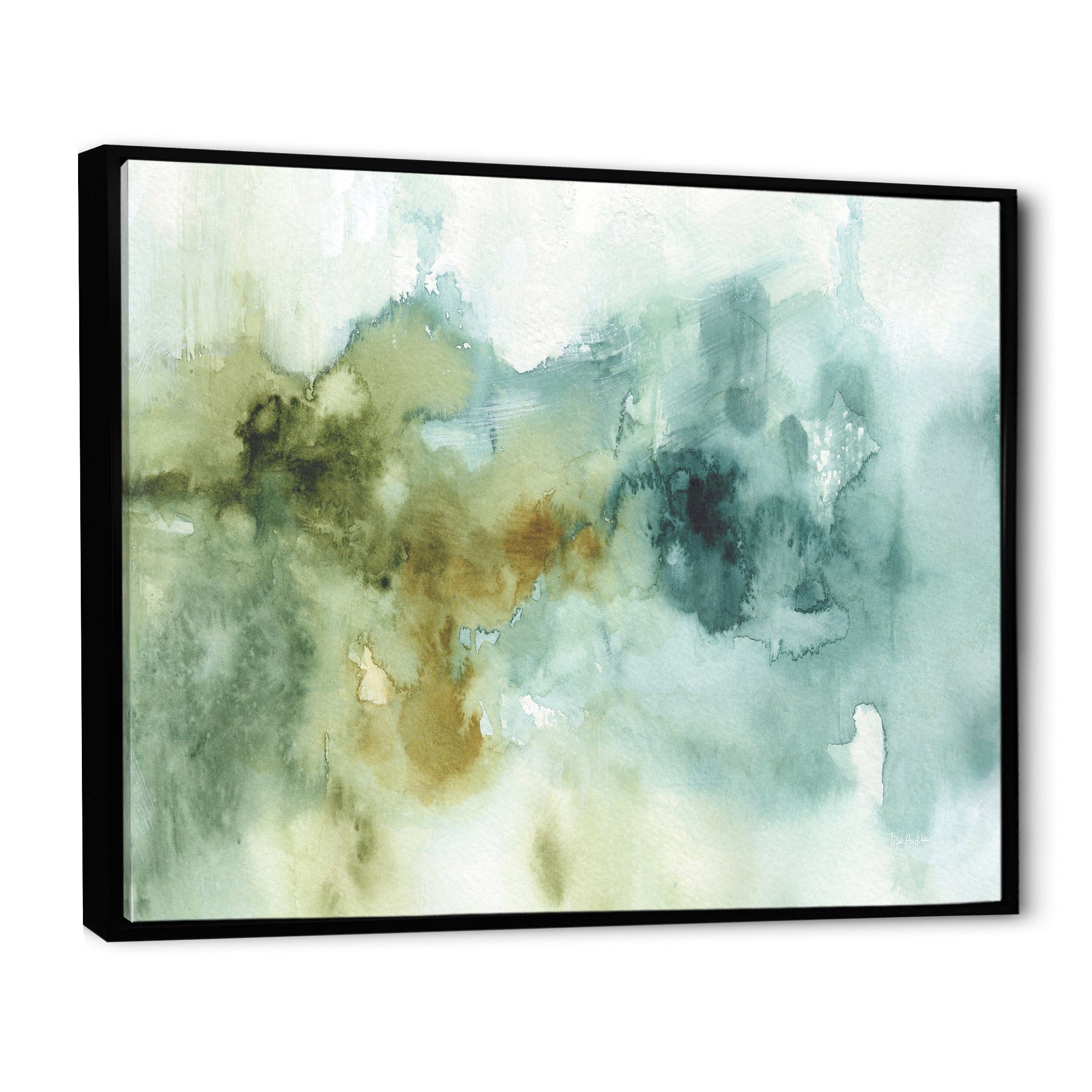 Abstract Watercolor Green House Framed Canvas Vibrant Black - 1.5 Thick