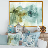 Abstract Watercolor Green House Framed Canvas Vibrant Gold - 1.5 Thick