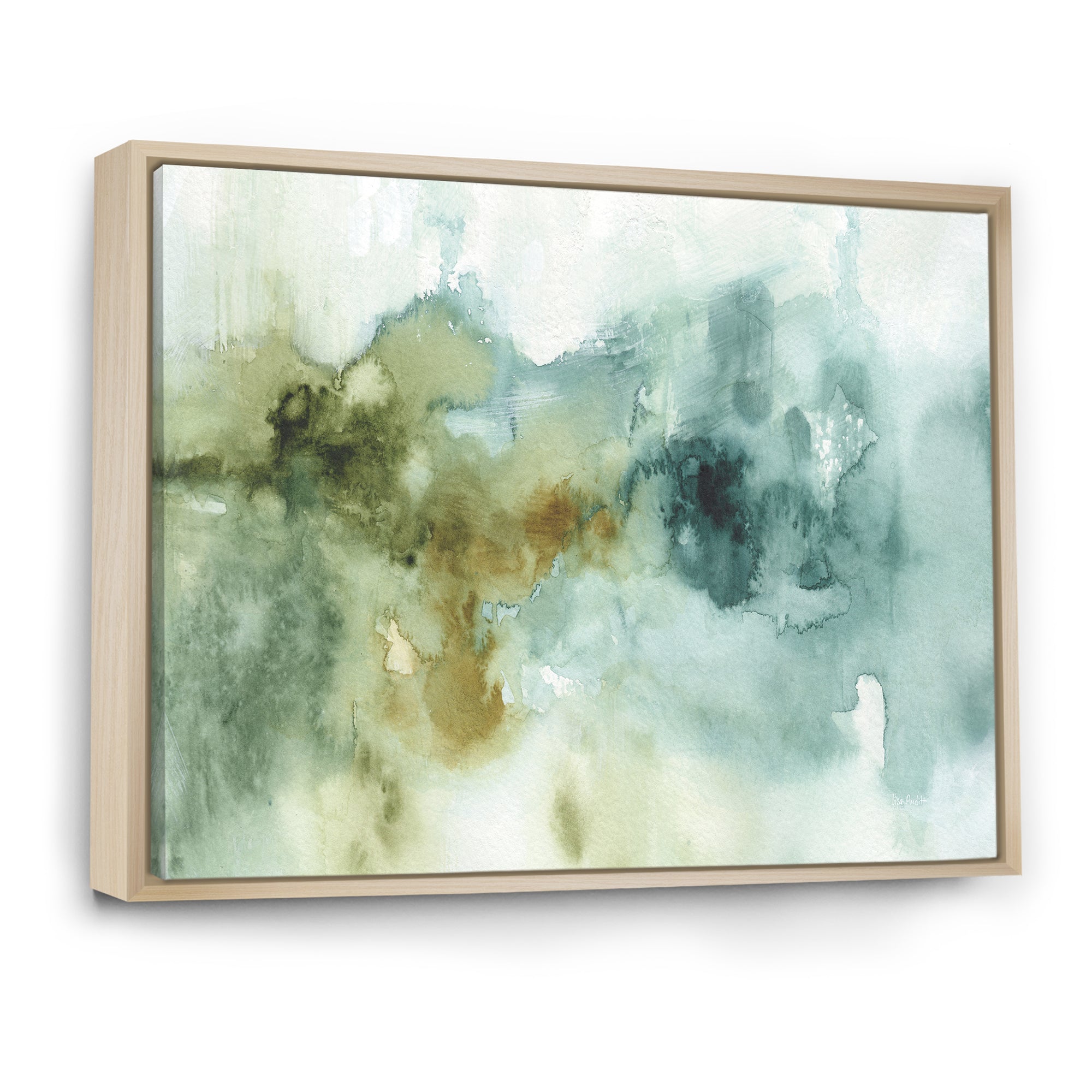 Abstract Watercolor Green House Framed Canvas Matte White - 1.5 Thick