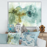 Abstract Watercolor Green House Framed Canvas Matte White - 1.5 Thick