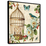 Blue Cottage Bird, Birdcage and Apple Blossoms I