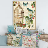 Blue Cottage Bird, Birdcage and Apple Blossoms I