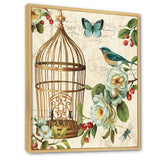 Blue Cottage Bird, Birdcage and Apple Blossoms I