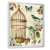 Blue Cottage Bird, Birdcage and Apple Blossoms I
