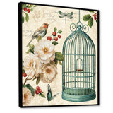 Blue Cottage Bird, Birdcage and Apple Blossoms II