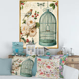Blue Cottage Bird, Birdcage and Apple Blossoms II