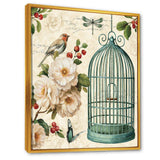 Blue Cottage Bird, Birdcage and Apple Blossoms II
