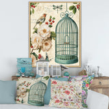 Blue Cottage Bird, Birdcage and Apple Blossoms II