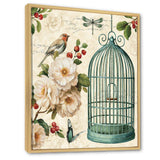 Blue Cottage Bird, Birdcage and Apple Blossoms II