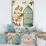 Blue Cottage Bird, Birdcage and Apple Blossoms II