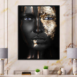Portrait of A Afro American Girl with Gold Makeup