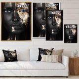 Portrait of A Afro American Girl with Gold Makeup
