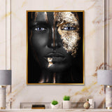 Portrait of A Afro American Girl with Gold Makeup