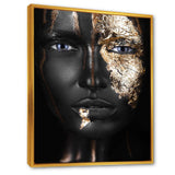 Portrait of A Afro American Girl with Gold Makeup