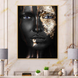 Portrait of A Afro American Girl with Gold Makeup