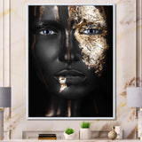 Portrait of A Afro American Girl with Gold Makeup