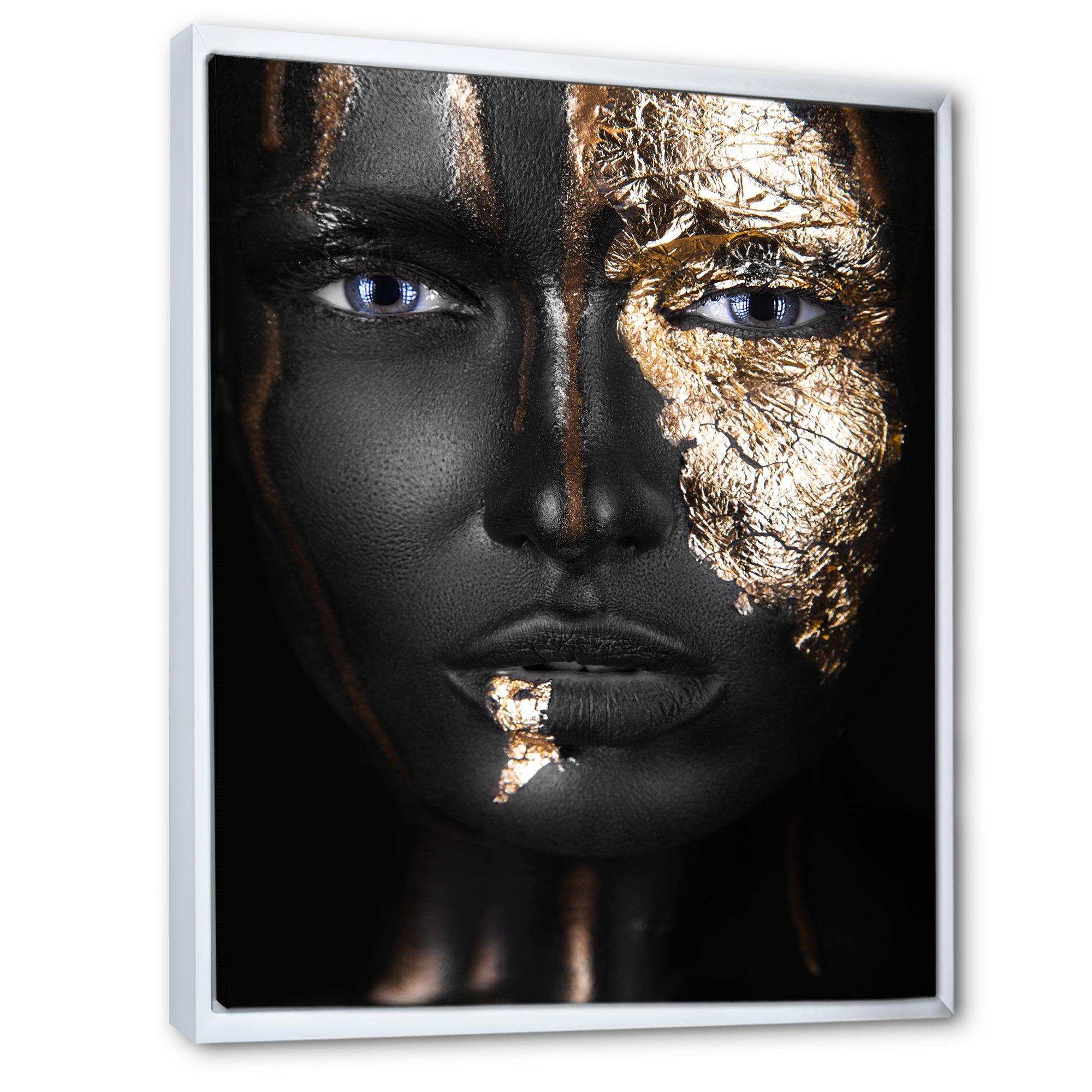 Portrait of A Afro American Girl with Gold Makeup