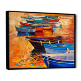 Boats In The Harbor During Warm Colourd Sunset I