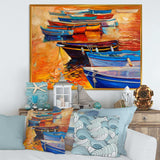Boats In The Harbor During Warm Colourd Sunset I