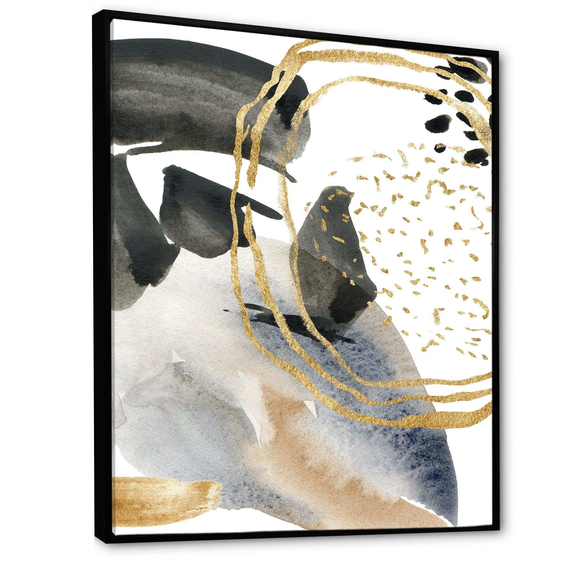 Pastel Abstract With Blue Black Beige & Gold Spots
