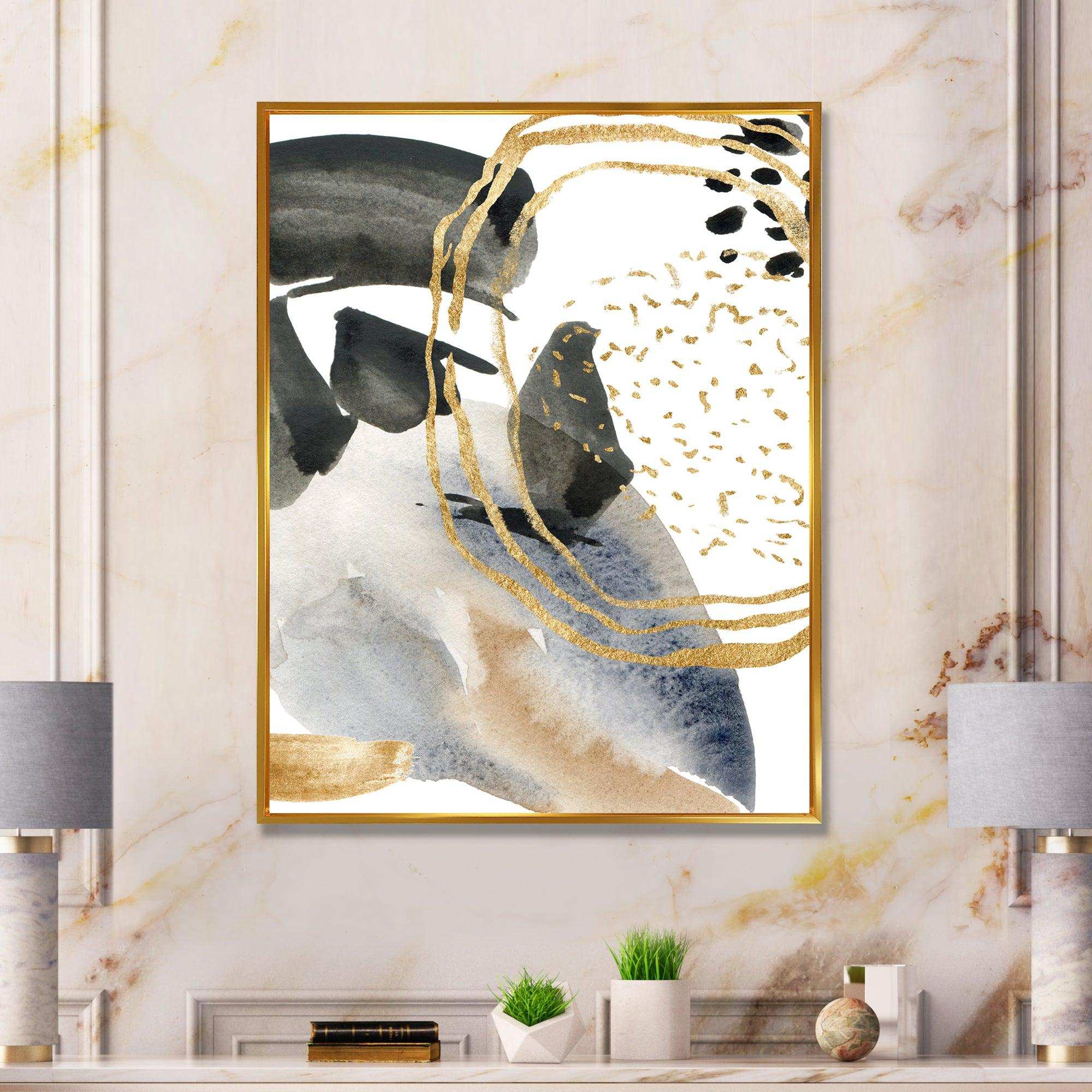 Pastel Abstract With Blue Black Beige & Gold Spots