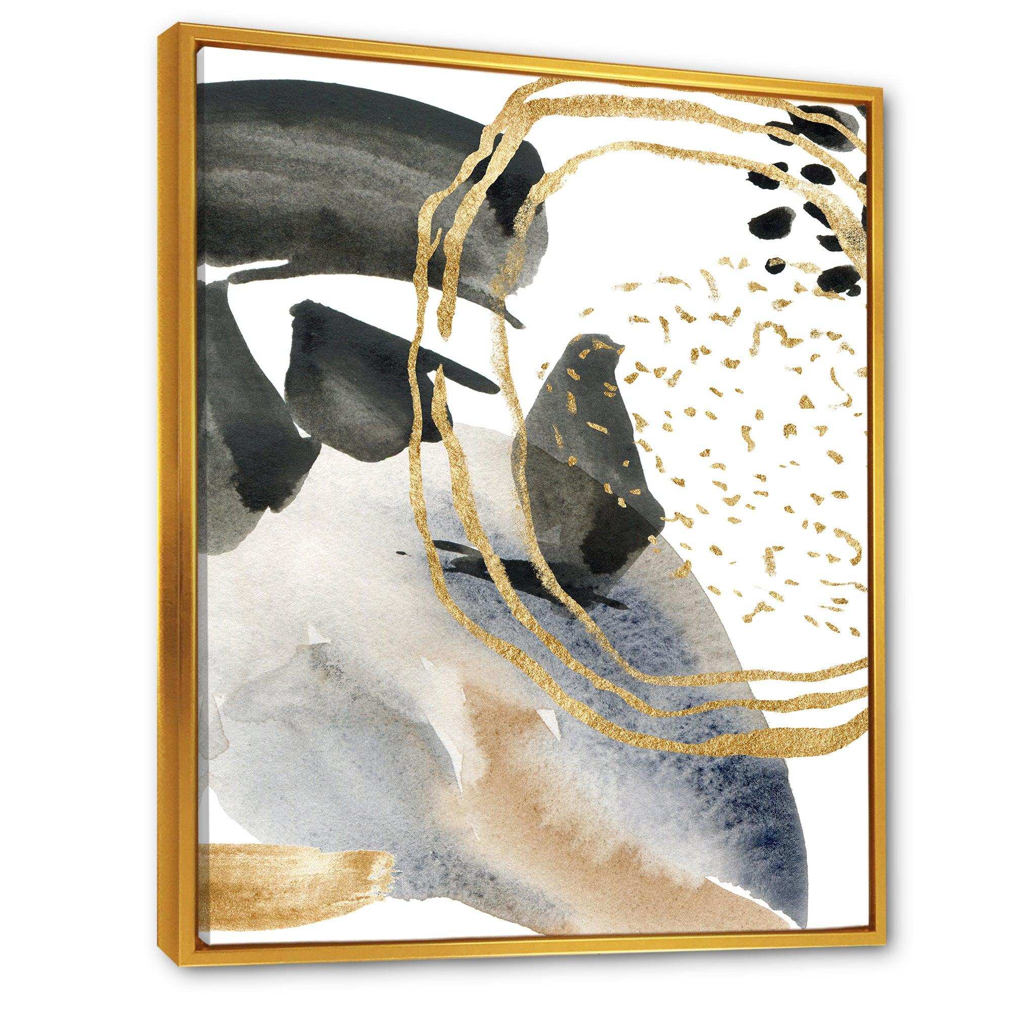Pastel Abstract With Blue Black Beige & Gold Spots