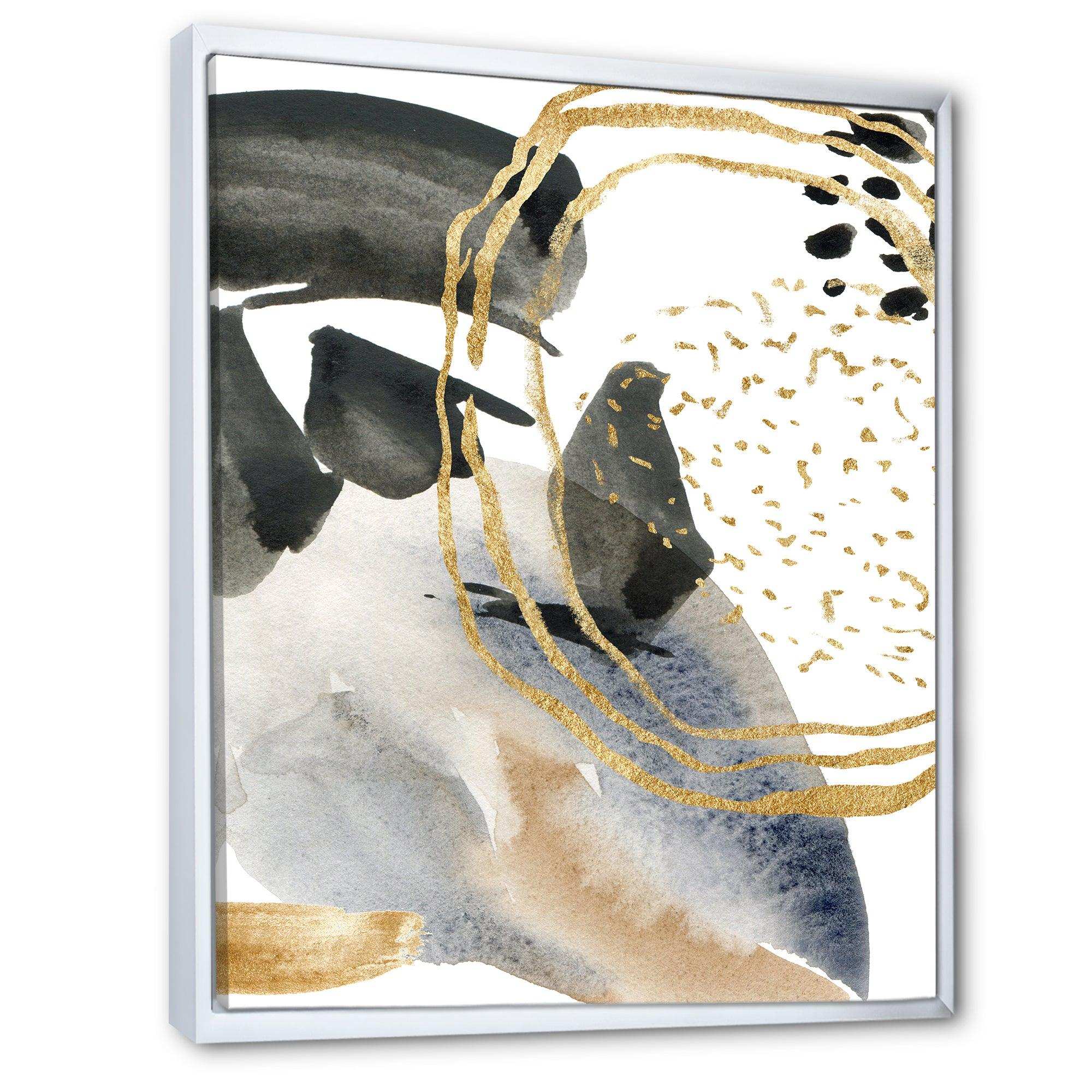 Pastel Abstract With Blue Black Beige & Gold Spots
